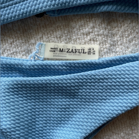 Low waisted padded scoop bikini set, light blue, M/6 - Picture 6 of 8